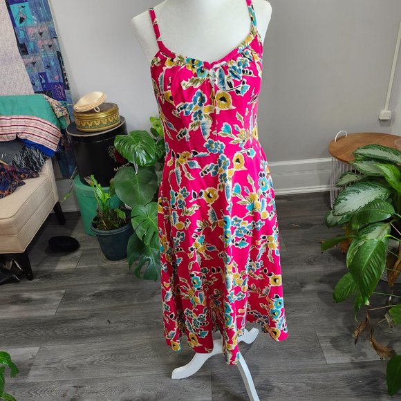 Vintage 1960's Pink Floral Sundress with Pockets - Picture 3 of 15